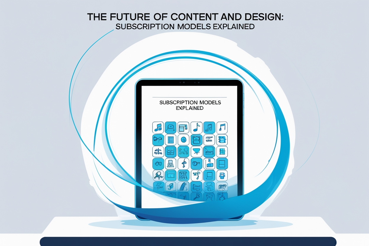 Futuristic illustration of content and design subscription models
