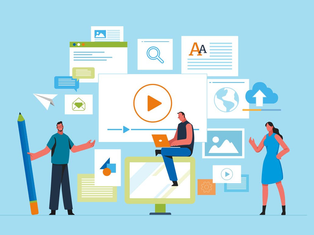 Marketing team developing content strategy to strengthen brand identity