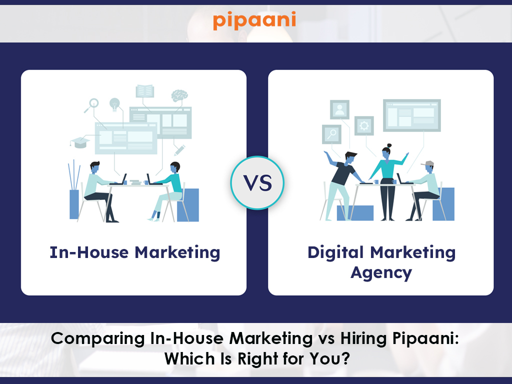 In-house marketing vs hiring a digital marketing agency comparison by Pipaani